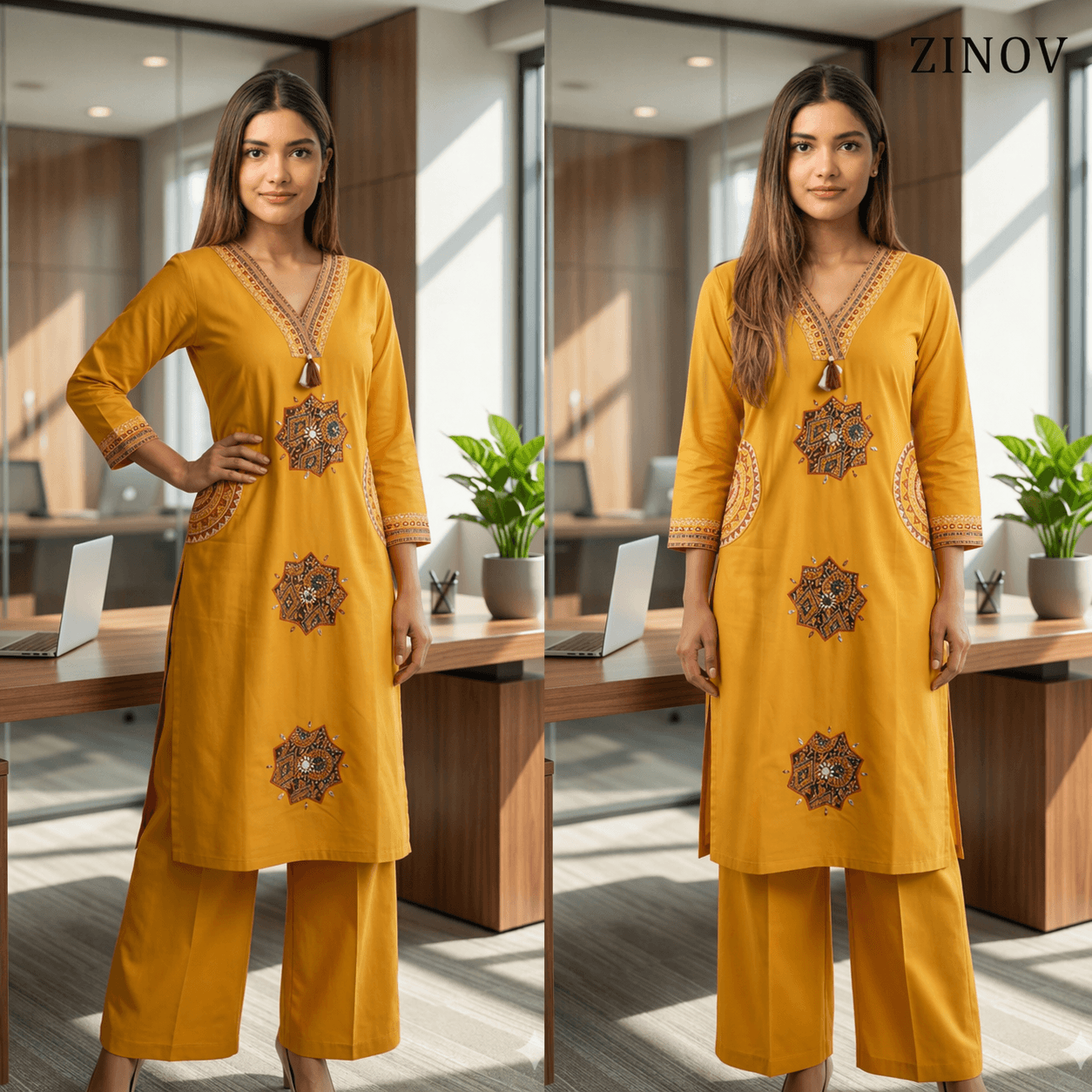 Amber Leaf Print Button Coord